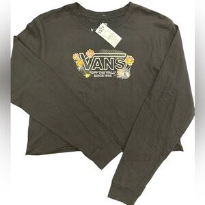 Vans Black Long Sleeve Shirt with Floral Design, NWT